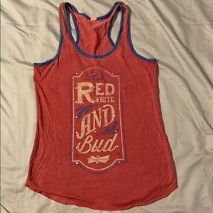 Red White and Bud Tank with Rhinestones